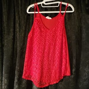 Elegant Red Lace Women's Top